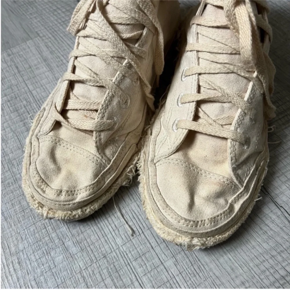 Converse All Canvas Cloth High Top Sneakers Cream Size 8 - Picture 6 of 11